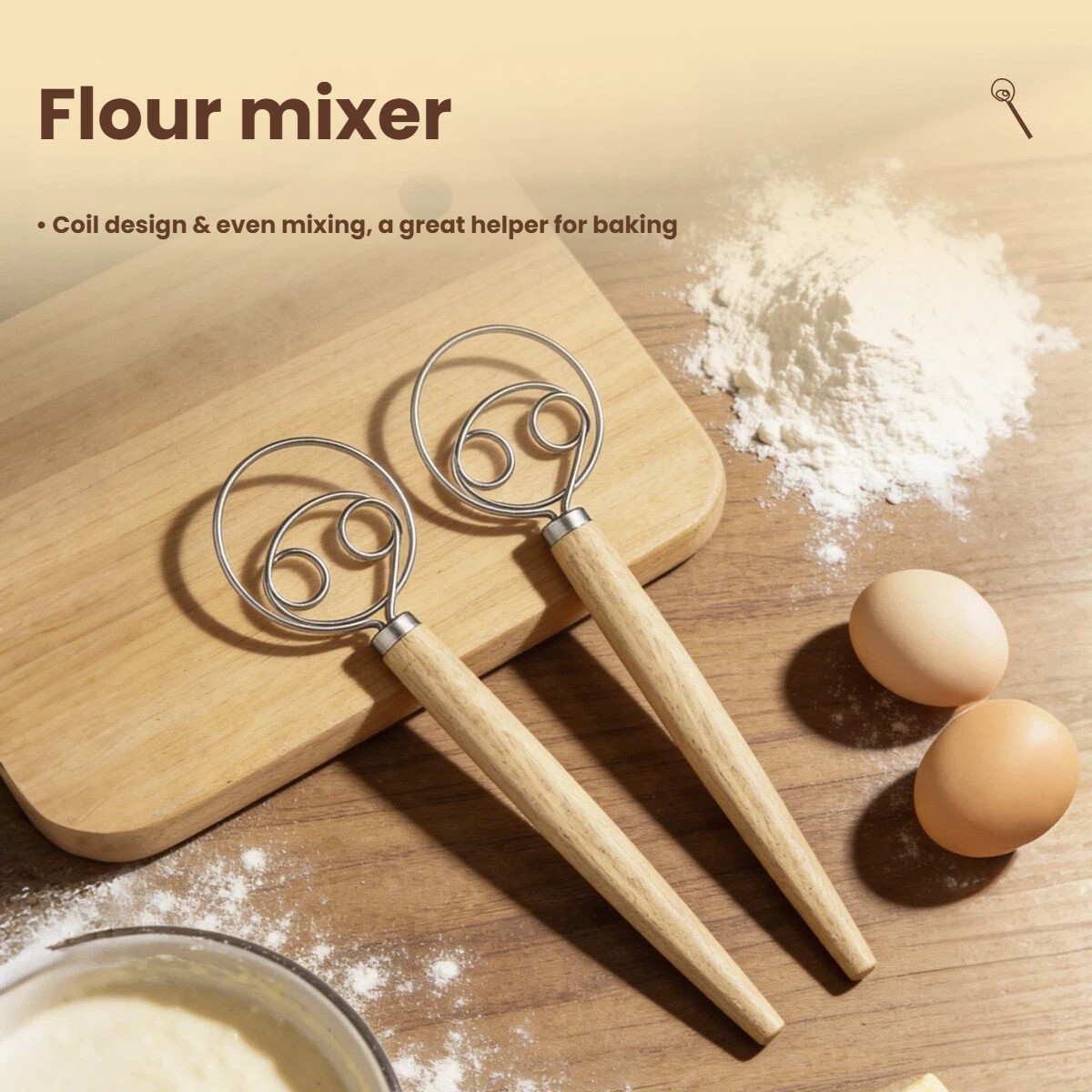 Danish Pancake Pan - Frusta per Impasto con Grande Manico