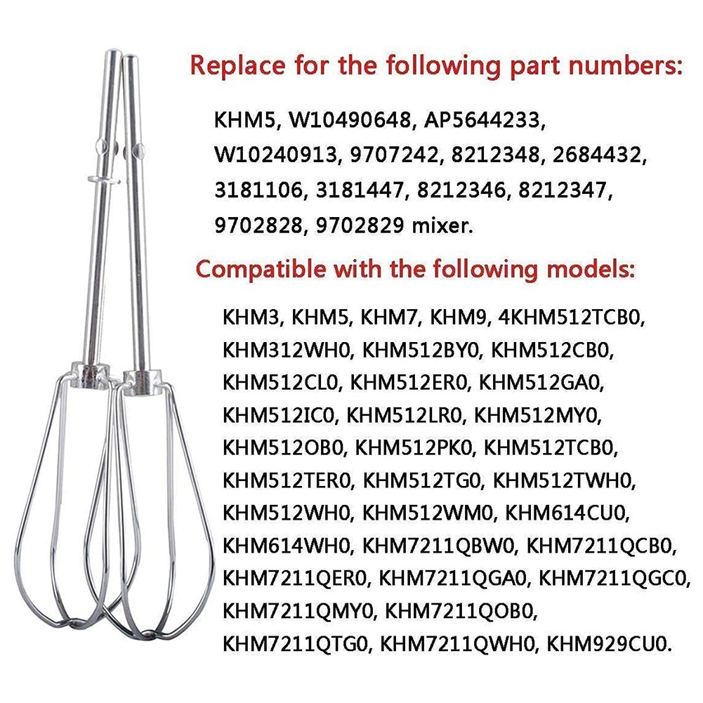Kitchenaid Mixer Hand Mixer - [B25B!】 W10490648 & KHMPW Fruste per