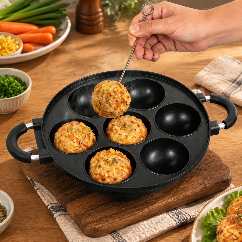 Takoyaki Grill Plate - Stampo in alluminio a 7 cavità