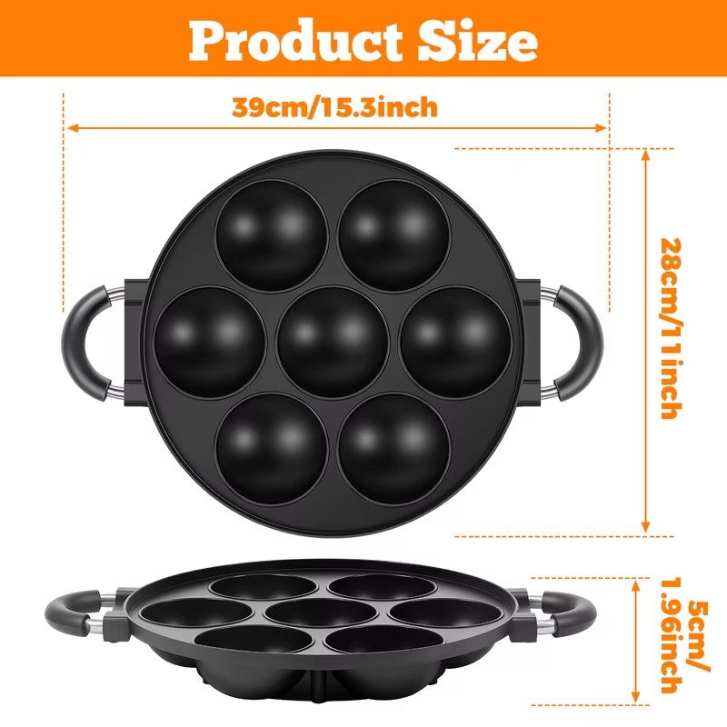 Stampo in alluminio a 7 cavità - Takoyaki Grill Plate recensione e prezzo